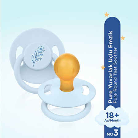Wee Baby Pure Yuvarlak Uçlu Kauçuk Emzik No:3 - MAVİ