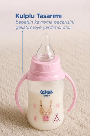 Wee Baby Klasik Kulplu PP Biberon 150 ml Pembe 6-18 Ay