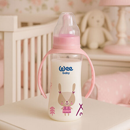 Wee Baby Klasik Kulplu PP Biberon 270 ml - PEMBE