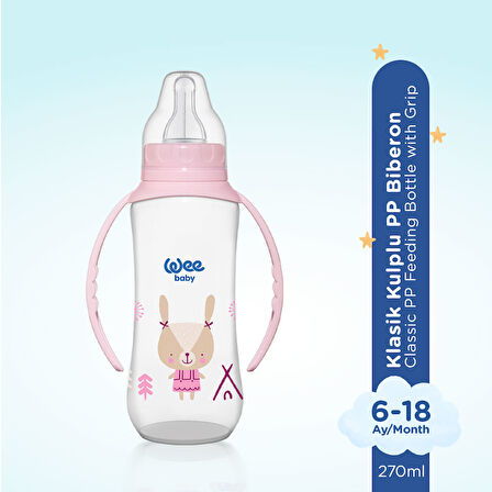 Wee Baby Klasik Kulplu PP Biberon 270 ml - PEMBE