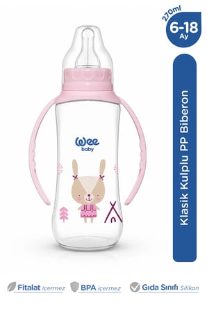 Wee Baby Klasik Kulplu Pp Biberon 270 ml Pembe 6-18 Ay