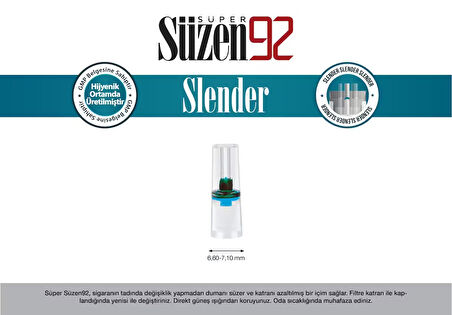 Süzen92 Sigara Ağızlığı Filtresi Slender 144'lü Kutu
