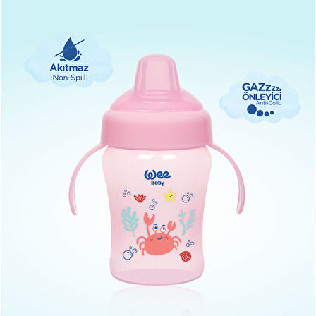 Wee Baby Colorful Akıtmaz Kulplu Antikolik Bardak 240 ml - PEMBE