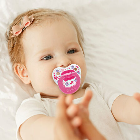 Wee Baby Desenli Damaklı Emzik No:1 - PEMBE