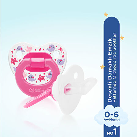 Wee Baby Desenli Damaklı Emzik No:1 - PEMBE