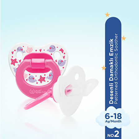 Desenli Damaklı Emzik No:2 Pembe 6-18 Ay