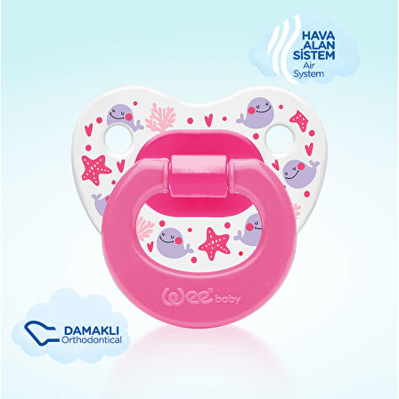 Desenli Damaklı Emzik No:2 Pembe 6-18 Ay