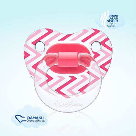 Şeffaf Desenli Damaklı Emzik No:2 Pembe 6-18 Ay