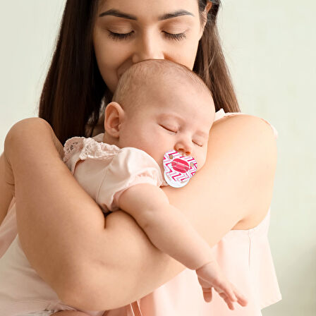 Şeffaf Desenli Damaklı Emzik No:2 Pembe 6-18 Ay