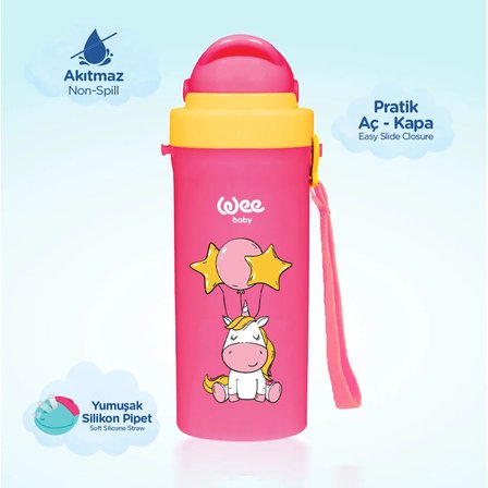Wee Baby Pipetli Bardak 300 ml Pembe 6+ Ay
