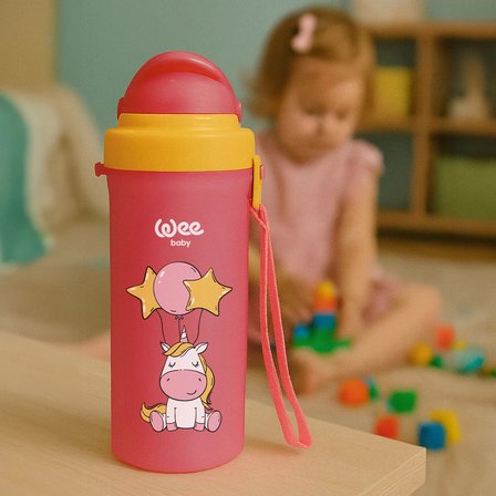 Wee Baby Pipetli Bardak 300 ml Pembe 6+ Ay