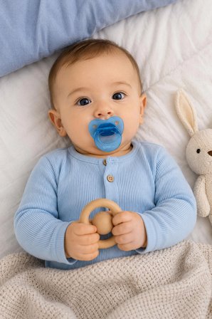 Wee Baby Akide Damaklı Silikon Emzik 0-6 Ay Mavi