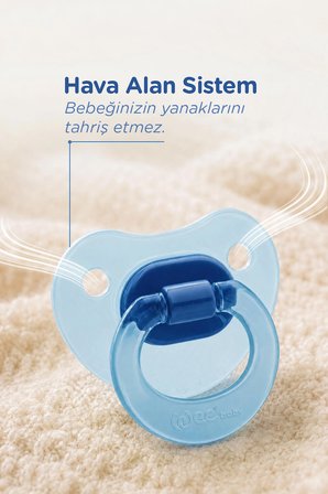 Wee Baby Akide Damaklı Silikon Emzik 0-6 Ay Mavi