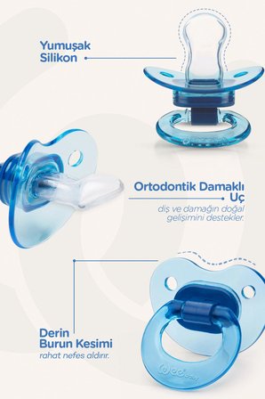 Wee Baby Akide Damaklı Silikon Emzik 0-6 Ay Mavi