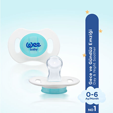 Wee Baby 2'li Gece Gündüz Emzik No:1 (Saklama Kabı Hediyeli) - MAVİ