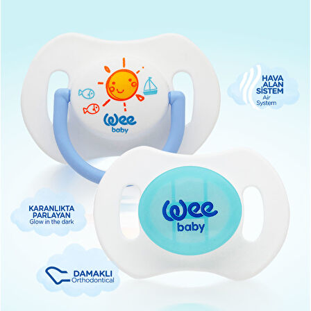 Wee Baby 2'li Gece Gündüz Emzik No:1 (Saklama Kabı Hediyeli) - MAVİ