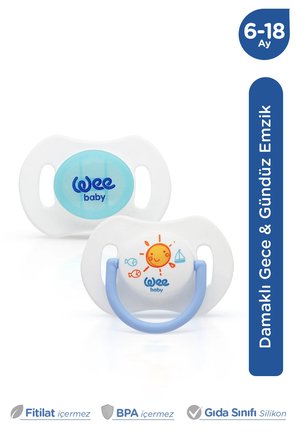 Wee Baby 2'li Gece Gündüz Damaklı Silikon Emzik 0-6 Ay (Saklama Kabı Hediyeli) Mavi