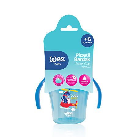 Wee Baby Pipetli Bardak 200 ml - MAVİ