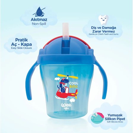 Wee Baby Pipetli Bardak 200 ml Mavi 6+ Ay