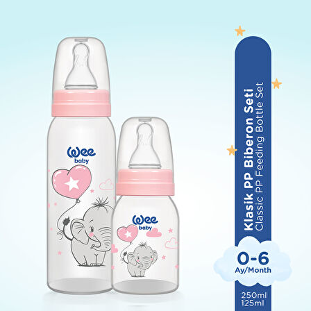 Klasik Biberon Seti 125 ml + 250 ml Pembe