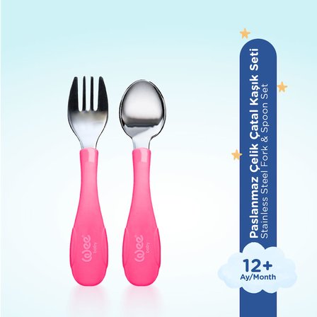 Paslanmaz Çelik Kaşık Çatal Seti Pembe