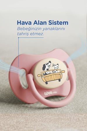 Wee Baby Duo Simetrik Uçlu Emzik 6-18 Ay No:2 (Pembe - Sarı)
