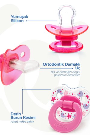 Wee Baby 2’li Damaklı Silikon Emzik 0-6 Ay Kız
