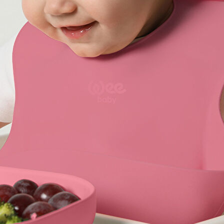 Wee Baby Nanninom Silikon Mama Önlüğü Pembe