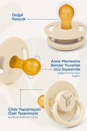 Wee Baby Pure Yuvarlak Uçlu Kauçuk Emzik 18+ Ay Krem
