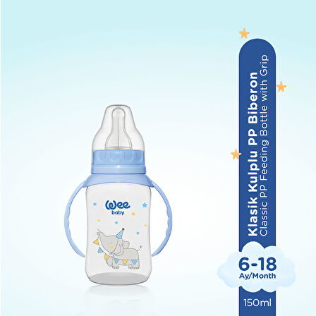 Wee Baby Klasik Kulplu PP Biberon 150 ml - MAVİ