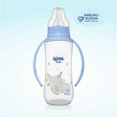 Wee Baby Klasik Kulplu PP Biberon 270 ml Mavi 6-18 Ay