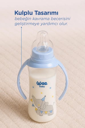 Wee Baby Klasik Kulplu PP Biberon 270 ml Mavi 6-18 Ay