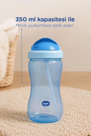 Wee Baby Pipetli Bardak 350 ml Mavi 6+ Ay