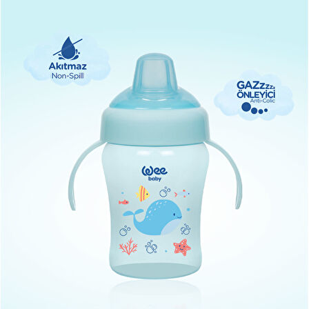 Colorful Akıtmaz Kulplu Antikolik Bardak 240 ml Mavi