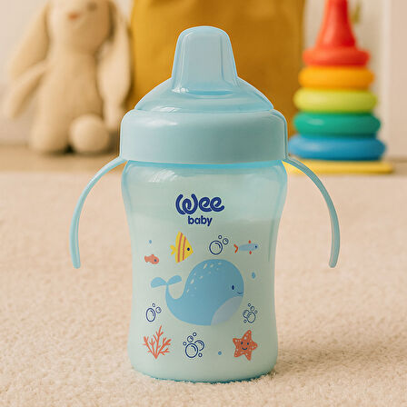 Colorful Akıtmaz Kulplu Antikolik Bardak 240 ml Mavi