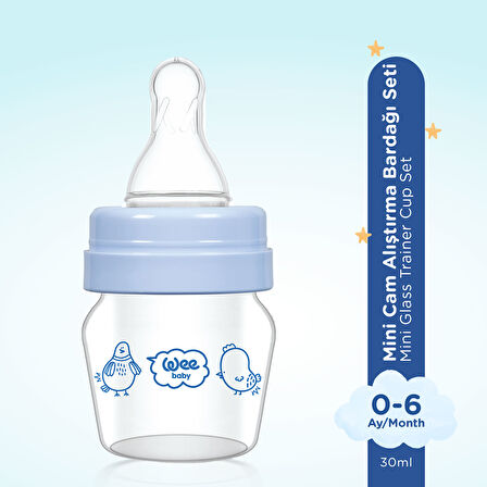 Wee Baby Mini Cam Alıştırma Bardağı Seti 30 ml Mavi