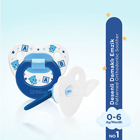 Desenli Damaklı Emzik No:1 Mavi 6-18 Ay