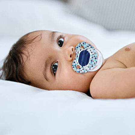 Wee Baby Şeffaf Desenli Damaklı Emzik No:1 - MAVİ