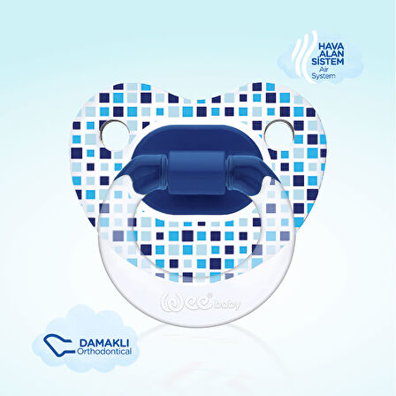 Wee Baby Şeffaf Desenli Damaklı Emzik No:2 - MAVİ