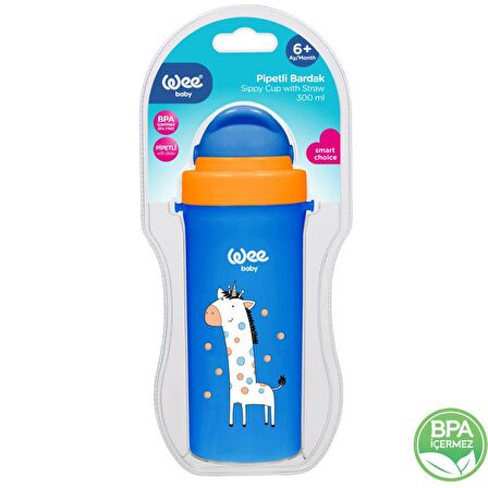 Wee Baby Askılı Pipetli Bardak 300 ml - Mavi