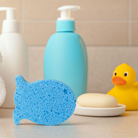 Wee Baby Doğal Selülozik Banyo Süngeri - MAVİ