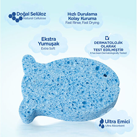 Wee Baby Doğal Selülozik Banyo Süngeri - MAVİ