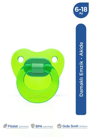 Wee Baby Akide Damaklı Silikon Emzik 6-18 Ay Yeşil