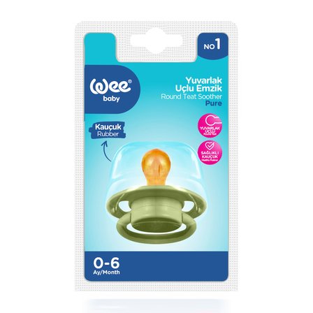 Wee Baby Pure Yuvarlak Uçlu Kauçuk Emzik 0-6 Ay Yeşil