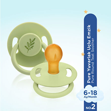 Wee Baby Pure Yuvarlak Uçlu Kauçuk Emzik No:2 - YEŞİL