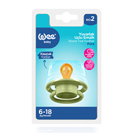 Wee Baby Pure Yuvarlak Uçlu Kauçuk Emzik No:2 - YEŞİL