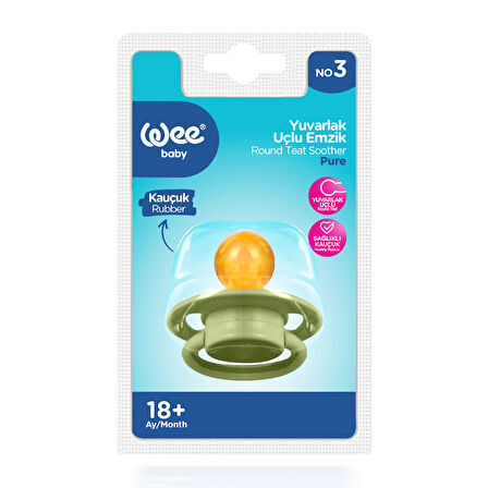 Wee Baby Pure Yuvarlak Uçlu Kauçuk Emzik No:3 - YEŞİL