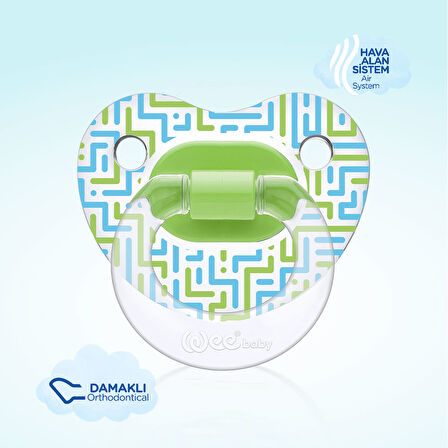 Wee Baby Şeffaf Desenli Damaklı Emzik No:1 - YEŞİL