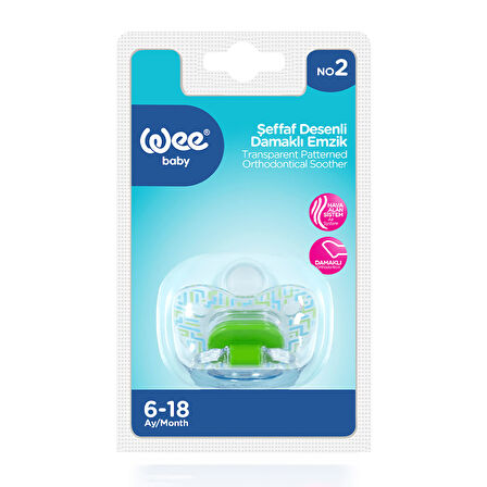 Wee Baby Şeffaf Desenli Damaklı Emzik No:2 - YEŞİL