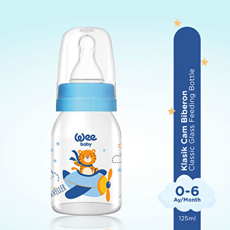 Wee Baby Klasik Cam Biberon 125 ml Mavi